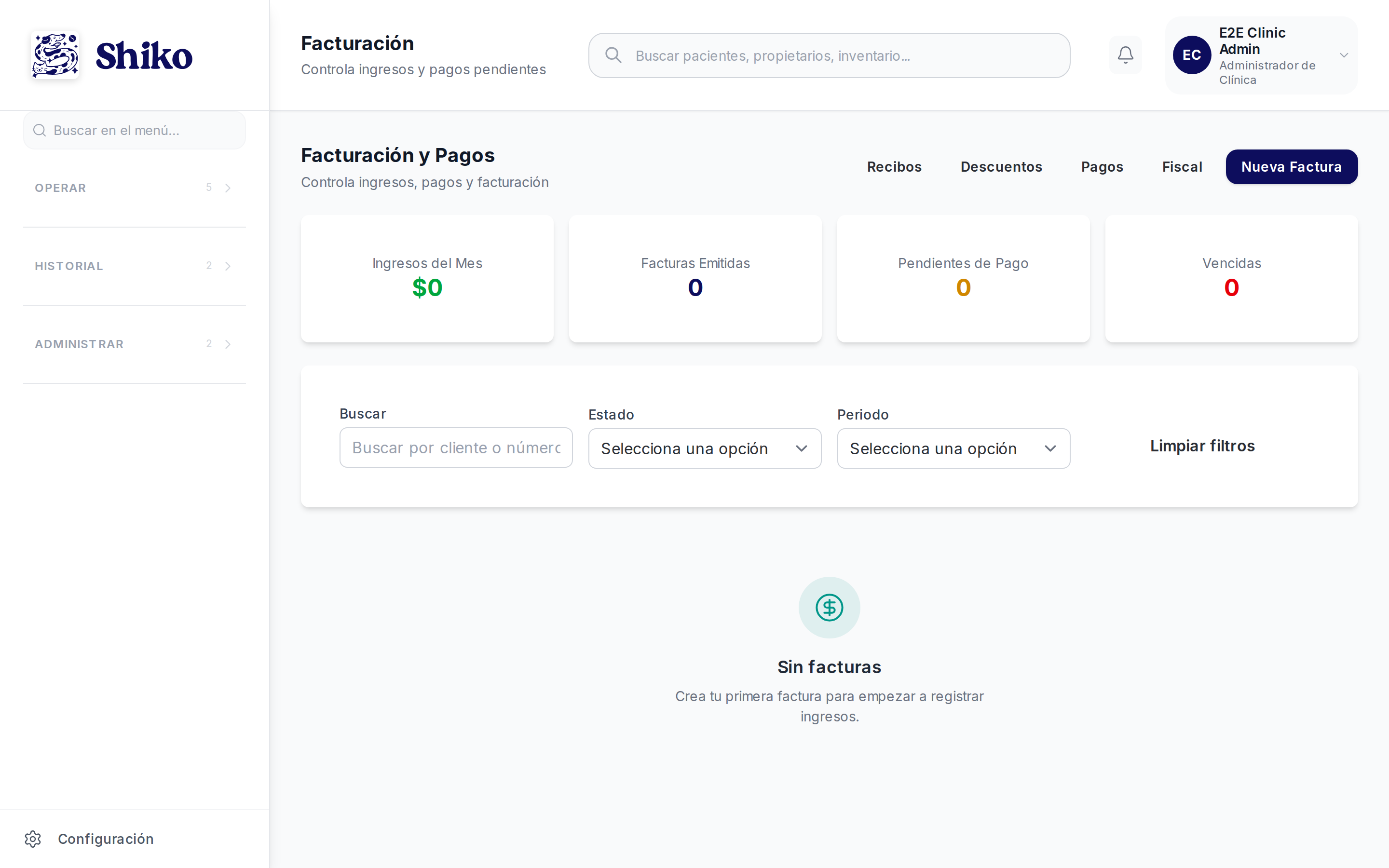 Facturación & Pagos en Shiko