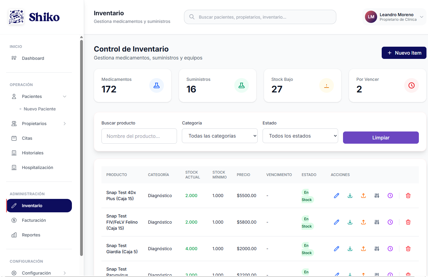 Control de inventario